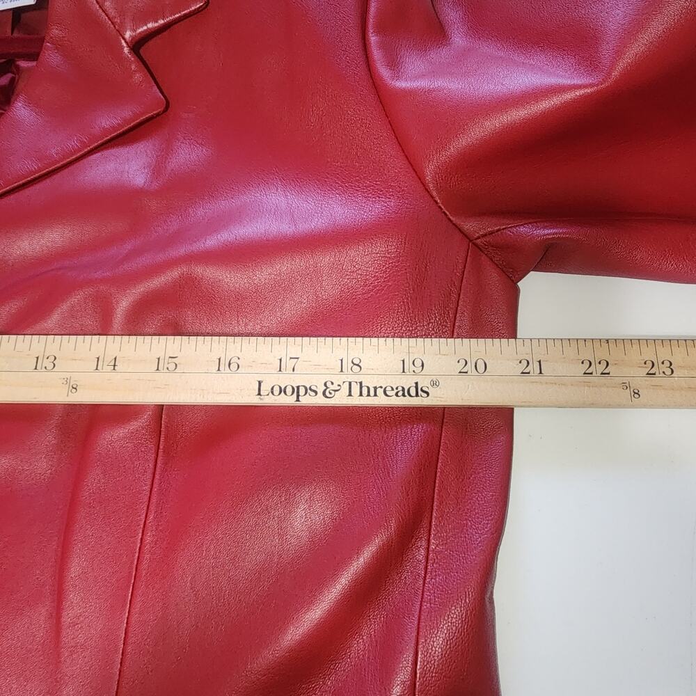Preston & York Vintage red lambskin leather blazer jacket Womens M - Picture 6 of 7